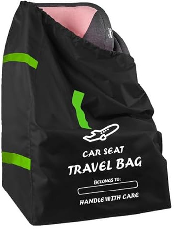 FuxFuis Borsa da Viaggio per Seggiolino Auto Pieghevole, Borsa da Trasporto per Seggiolino Auto con Tracolla Universale, Borsa Seggiolino Auto Aereo Viaggio, Impermeabile Tessuto Oxford - Nero/86*43CM