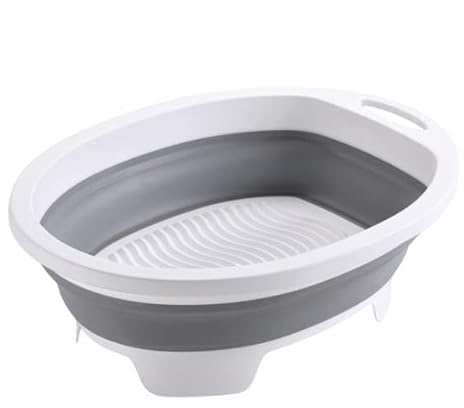 Ronyme Lavandino salvaspazio, leggero, comodo, facile da usare, pieghevole, per bagno, esterno, lavanderia, Grigio