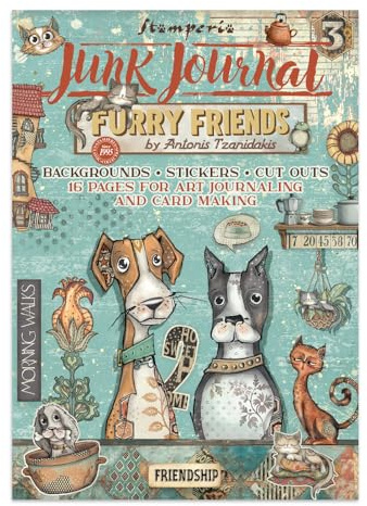Stamperia - Junk Journal Stickers, Cut-Outs, and Backgrounds for Scrapbooks, Albums, Card Making, Bullet Journalling and More, Perfect for Hobbies, Crafts, and Gifting (Furry Friends)