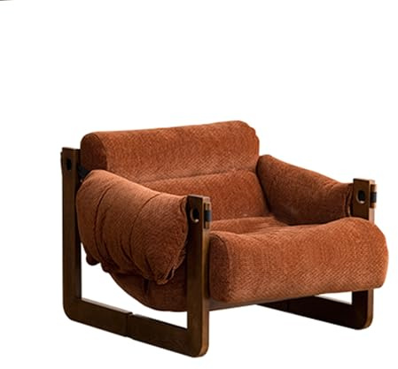 Mitten av århundradet modern accentstol med träram, lounge armstol klädda vardagsrum lounge armstol, tjock och bekväm innerspring säte kudde för sovrum a LWX