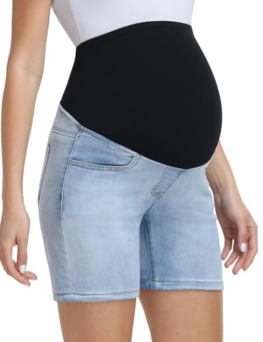 Gowjog Short Grossesse Femme Jean Taille Haute | Élastique, Maternité, Été, Enceinte, Décontracté, Les Vacances, Les Voyages