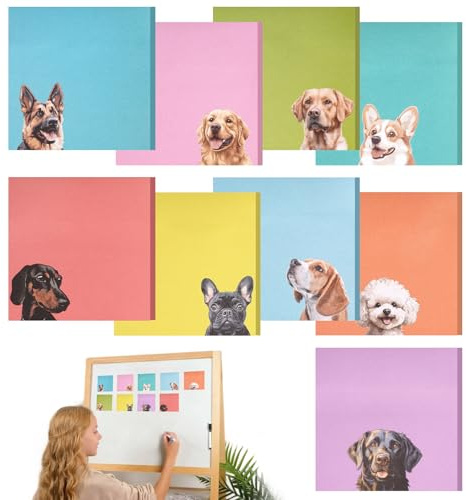 Dekorinex 9 Blocs de Bloques de Notas Adhesivas para Perros 7.6×7.6 cm | Notas Adhesivas Divertidas, Notas Adhesivas con Forma de Animales, Juego de Papelería Kawaii de Nota Adhesivas
