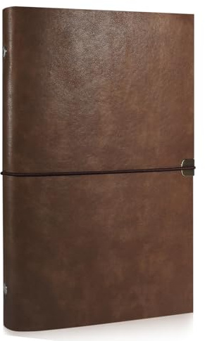 Carnet de Notes A5, Marron Carnet de notes rechargeable A5, Journal de Voyage Journal à Anneaux, Carnet de Croquis Vintage, pour écrivains travail études université