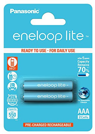 Panasonic BK-4LCCE/2BE Eneloop Lite Micro AAA 550 mAh Rechargeable Battery (Pack of 2)