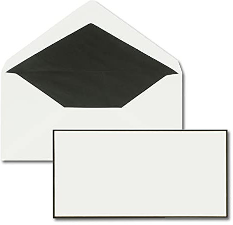 50x Trauerumschläge DIN LANG - Briefumschläge für Kondolenz mit handgemachtem schwarzem Trauer-Rand und schwarzem Seidenfutter