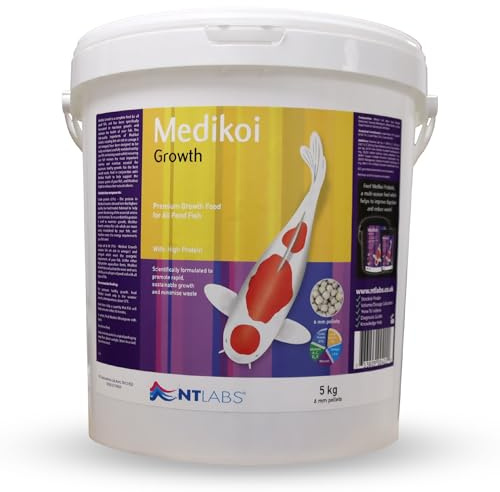 NT Labs Medikoi Growth Pond Fish Food Adult 6mm Pellets (5kg) | High protein koi feed utilises omega fish oils for body tissue growth while supporting excellent fish condition.