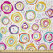 ABAKUHAUS Bunt Stoff als Meterware, Kreis und Punkt-Frühling, Microfaser Stoff für Dekoratives Basteln, 1M (230x100cm), Weiß Grün Gelb