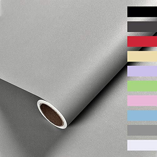 Auckpure Selbstklebende Folie, Klebefolie Möbel, Wandschutzfolie 40 X 350cm, Tapete Selbstklebend, Wasserdichtes Möbelfolie, Zum Schutz Oder zur Renovierung von Möbeln und Tischplatten(Hellgrau)