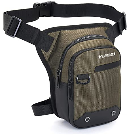 Faneam Beintasche Motorrad Herren Bequem, Taktische Oberschenkeltasche Wasserdicht, Leicht, Atmungsaktiv, Verstellbare Hüfttasche für Motorrad, Fahrrad, Wandern - Große Kapazität, Grün