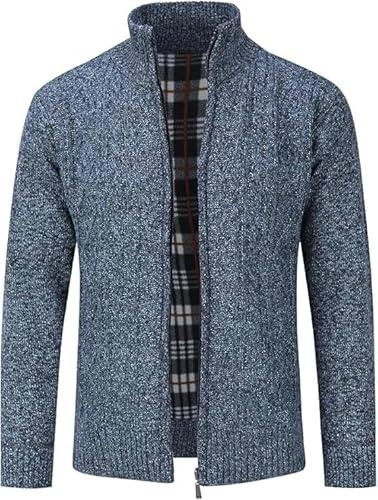 MATINEE Mens Fleece Thermal Fleece Lined Sweater Cardigans (UK, Alpha, XL, Regular, Regular, Blue Melange)