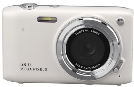 58MP 4K Digitalkamera, 16X Zoom, IPS-skärm, Kompaktkamera med Autofokus för Resevloggning med Ett Klick och Mångsidig Applikation (WHITE)