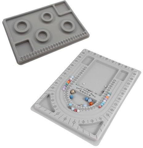 Hezhou 2 Stück Design Platte für Perlen Armband-Perlenbrett Perlentablett Mit U-förmigen Kanälen Bead Design Board Halskette Design Board 2-teilige Halskette/Armband-Design-Platte (Grau)
