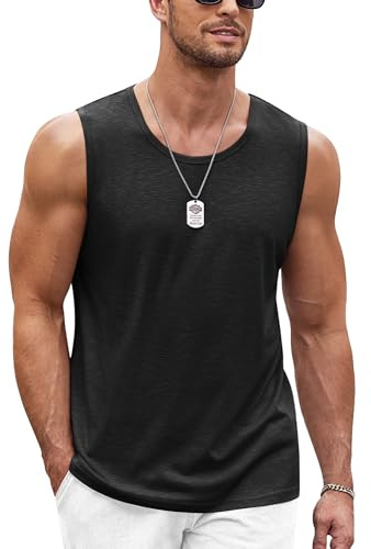 COOFANDY Herren Tank Top Ärmelloses Shirt Leicht Fitness Muskelshirt Schnelltrocknendes Gym Achselshirt Sleeveless Funktionsshirt für Männer Schwarz (1 Stück) XL