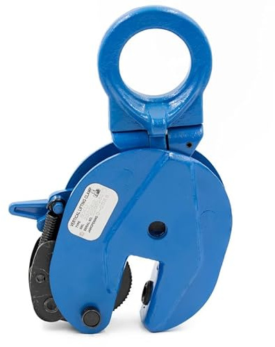 ALFA LOGISTIK Morsetto di sollevamento verticale 1000 kg capacità di carico con occhiello girevole blu – Pinza in lamiera 1 tonnellata – Morsetto in lamiera 1t – Pinza di sollevamento verticale