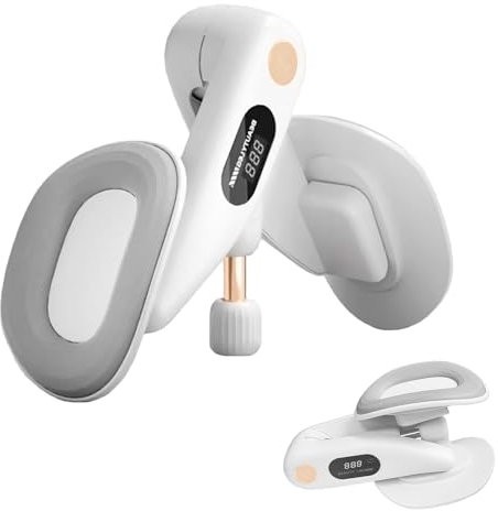 Oberschenkeltrainer, Beckenboden Trainer Damen und Herren, Beckenbodentrainer mit Zählfunktion, Po Trainer für Frauen Männer, Beinpresse für Zuhause, Einstellbar - Winkel und Stärke, Grau