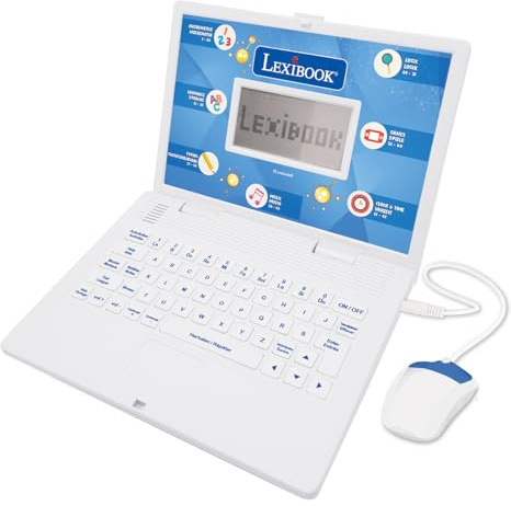 Lexibook, Computadora educativa bilingüe FRANCÉS/NEERLANDÉS, Juguete para Niños con 124 Actividades de Idioma, Escritura, matemáticas, lógica, música y Juegos, JC598i10, Blanco/Azul