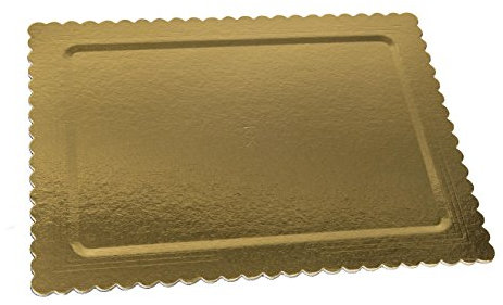 Dream' s Party Vassoio RETTANGOLARE ALA oro/nero in cartone - Piatto Sottotorta con smerlo rigido - portatorta - ideale per il trasporto di torte e dolci (25x35cm)