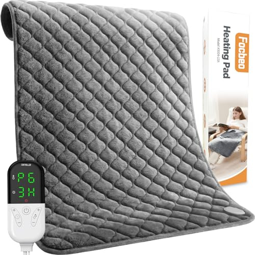 King Size Heating Pad for Back 32x24 Extra Large Electric Heating Pad for Body Neck Shoulder Auto Shut Off Heat Pad Temperature Settings Machine Washable Gray