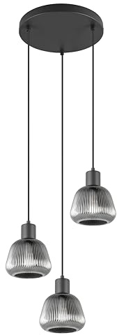 Trio Leuchten Pendelleuchte Tarifa 362830332, Metall Schwarz matt, Glas Chrom bedampft, exkl. 3x E27