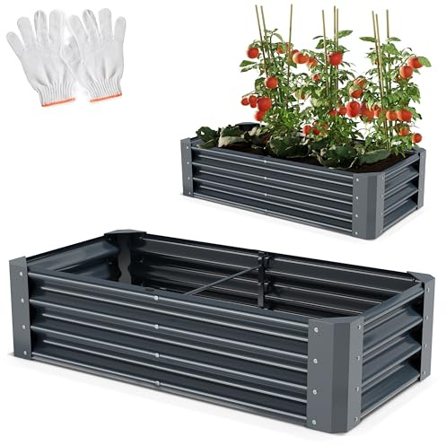 Onbest Metall Hochbeet - XXL Gemüsebeet/Kräutergarten aus Stahl - stabil, wetterfest & pflegeleicht - Hochbeete-Kit - Ideal für Kräuter aus dem Garten, Terrasse/Balkon (Anthrazit, 120x60x30cm)