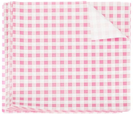 QUARKZMAN 30 Fogli Carta Oleata Quadrata a Quadretti 18x18cm Carta da Imballaggio per Alimenti Cerata Secchi Assorbente per Forno Cestini da Picnic Pane Hamburger, Rosa