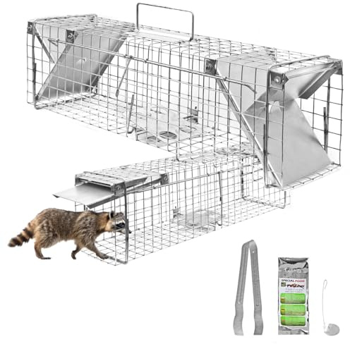 Petigi Tierfalle Lebendfalle für Ratten Marder Lebend Garten Marderfalle Rattenfalle Kaninchen 65 cm Falle Lebendfallen 2 Eingänge Umsiedlung Hasen