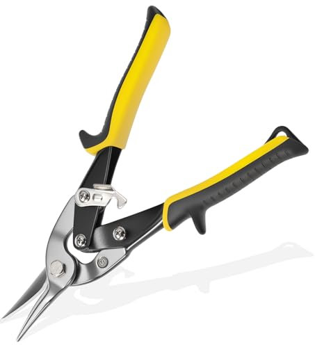 Tijeras de metal de 26 cm, acero al cromo vanadio, tijeras rectas con mango antideslizante, tijeras para chapa continua, herramientas para construcción de carrocerías, paneles en seco, fabricación de