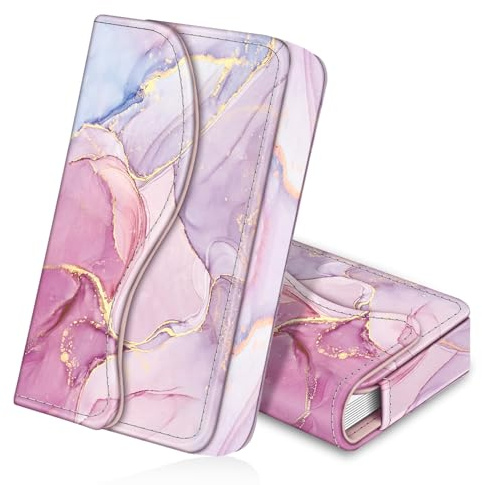 FINTIE Tarjetero para tarjetas de visita, piel sintética premium hecha a mano, funda para tarjetas de crédito con cierre magnético para hombre y mujer, 10*6*2 cm, Moderno