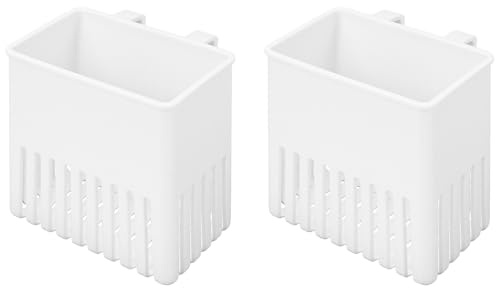 2PCS Silverware Drainer Drying Basket for Sink – Compact Kitchen Utensils Holder, Cutlery Storage Organizer with Cup, Dish Hanging Drain Rack for Forks, Spoons, Knives & Chopsticks (White, Plastic)