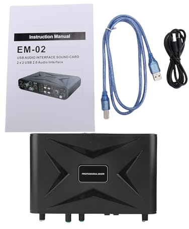 Alomejor Tarjeta de Sonido USB Externa, 16 Bits 48 KHz con Preamplificador de Micrófono para Transmisión en Vivo, Grabación, Juegos, Karaoke