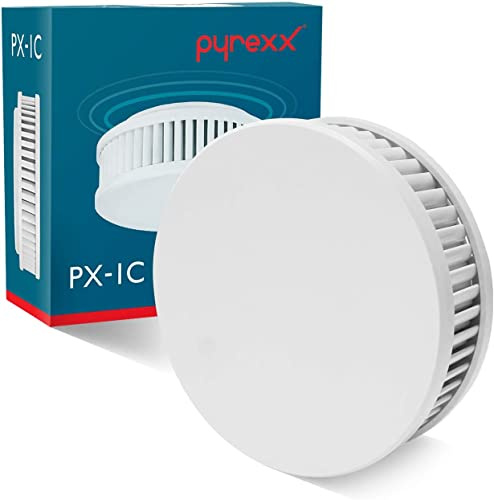 Pyrexx PX-1C Funk - Rauchwarnmelder 10 Jahre Batterie vernetzbar mit weiteren Meldern, Magnet-Halterung ohne Bohren und LED-Blinken, Zertifiziert nach Q-Label, Weiß, 3er Set