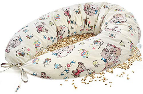 NATURECA Stillkissen Schwangerschaftskissen mit Bio Dinkelspelz - Lagerungskissen und nestchen Baby, Seitenschläferkissen bezug Baumwolle - Oeko-Tex, Pregnancy Pillow 170x30cm