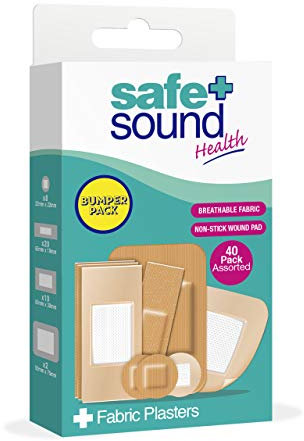 Safe and Sound Assorted Plasters, Breathable, Non-Stick Wound Pad. 40 Pack