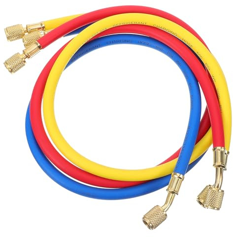 36 inch AC Charging Hose HVAC Refrigerant R12 R22 R404 R502 R134A Car Air Conditioning Refrigeration Tube 3000-600 PSI Standard 1/4 SAE Hose Gauge Hose With Fittings (Blue)