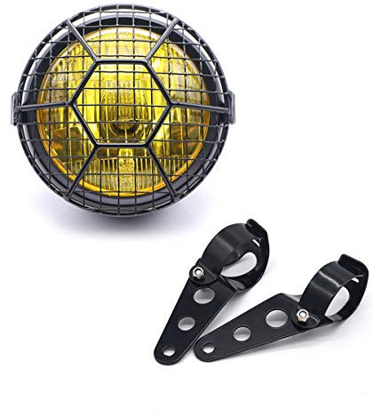 evomosa Fanale Anteriore Alogeno per Motocicletta, Retro 6 pollici Universale Lampada Frontale per Moto con Copertura per Paralume