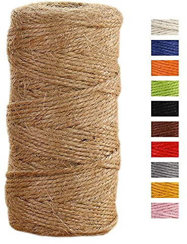 JeogYong Jute-Schnur, 2 mmx100 m, naturfarben, Jute-Schnur, 3-lagig, Gartenschnur, Küchenschnur, dickes Juteseil für Dekoration, Floristik, DIY, Bündelung, Verpacken von Geschenken (braun)