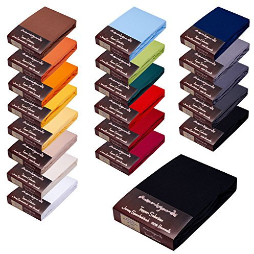 Topper Spannbettlaken/Spannbetttuch f. Boxspringbett - Topper - 180x200-200x220-100% Mako-Jersey-Baumwolle - Laken 165 g/m² (16 - schwarz)