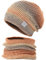 WANYIG Wintermütze Strickmütze mit Schal Damen Warme Mütze Beanie Herbst Winter Schal und Mütze Set 56-60CM (Farbverlauf Orange)