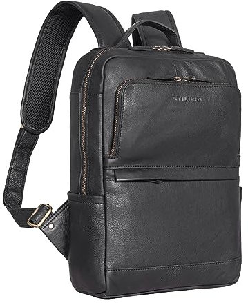 STILORD 'Albie' Laptop Backpack Leather 13.3 Inch for Men and Women DIN A4 Business Daypack for Office Work Uni Vintage Rucksack from Genuine Leather, Colour:Black