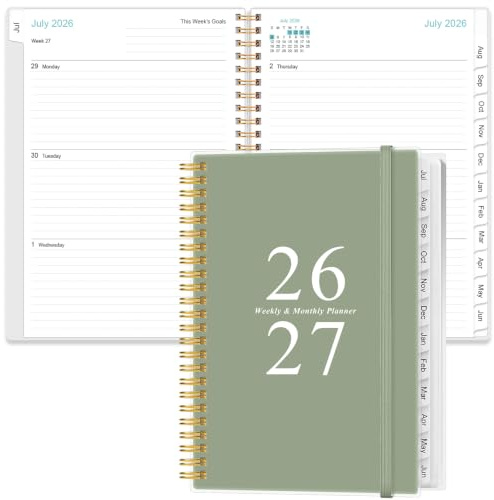 2026-2027 Planner - Planner 2026-2027 from July 2026 - June 2027, Weekly & Monthly Planners Spiral Bound with 12 Monthly Tabs, Inner Pocket, 6.4 x 8.5, Teal