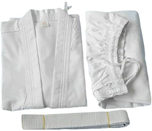 KEMKEY Tuta da Karate per Bambini Karate Gi Pollycotton Uniforme Leggera da Allenamento per Club con Cintura Bianca Gratuita,L