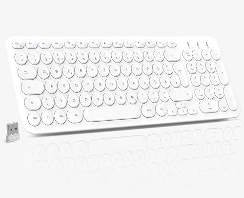cimetech Kabellose Tastatur, Ultraslim Deutsches QWERTZ Layout wiederaufladbare USB Anschluss 2,4 GHz Kabellos Tastatur mit Multimedia-Tasten, Kompatibel mit PC, Computer, Notebook, Laptop, Windows