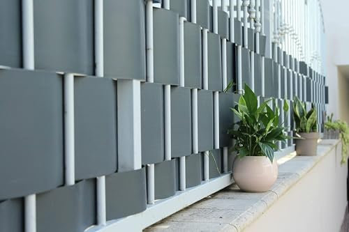 Pinto FERRAMENTA Striscie Pannelli PVC Frangisole Schermatura Privacy Copri Balcone Ringhiera Cancelli Terrazzi Giardino Pannelli Recinzioni Esterno Kit 5PZ H95cm x 2.50mt (Marrone)