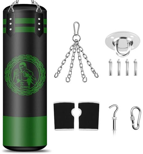 NZQXJXZ Boxsack Hängend Set, Boxsack Erwachsene, Microfiber Leder Schwere Tasche für das Training Kickboxen Fitness MMA Grappling Muay Thai Karate