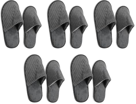 FutrLiv Coral Fleece Slippers - 5 Pairs of Unisex Closed-Toe Non-Slip Hotel Slippers, Ideal for Home, Travel, and Guest Use, Comfortable & Portable