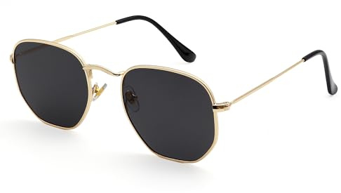 LHSDMOAT Occhiali da sole vintage poligonali anni '70 per uomo e donna, moda hippie carnevale occhiali da sole UV400 per guida, viaggi, feste e attività all'aperto