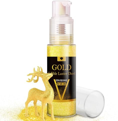 Spray Paillettes Comestibles, 20g Paillettes Alimentaires Comestibles pour Gâteaux de Pâques, Cupcake, Fondants, Chocolat - Colorant Alimentaire Poudre pour Pâtisserie, Décoration de Boissons (Dorées)