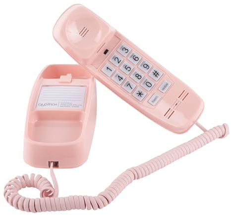 Pink Landline Phone Inspired by 90s Vintage Princess Phone with 110DB+ Loud Ringer, Retro Wall Phone No Power Required, Pink Corded Telephone for Kids/Seniors, Cute Novelty Landline Phones for Home