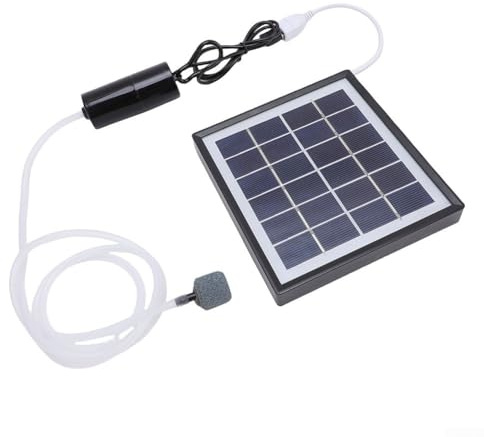 Oniissy Bomba de oxígeno solar USB de 10 W para hábitats acuáticos, operación automática, aireador monocristalino de estanque al aire libre para peceras y estanques (negro)