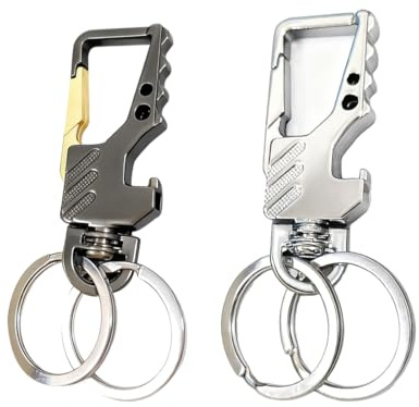 ARYIMYDP Portachiavi da Esterno 2 Pezzi, Moschettone Regalo Uomo per Trekking Campeggio (Apribottiglia Multifunzionale)